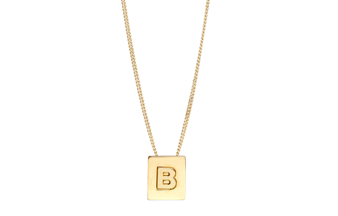 CELINE Celine, brass pendant with letters, golden necklace, letter B