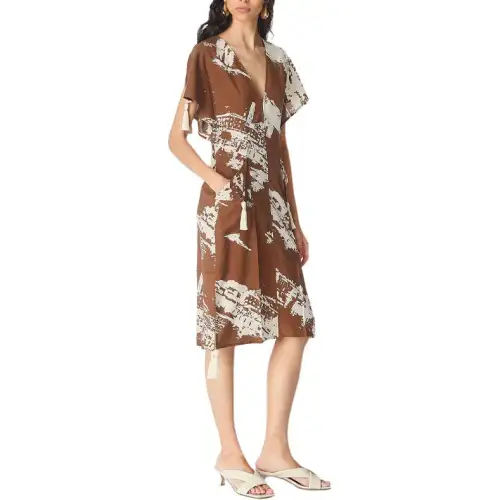 Bottega Veneta SS25 Short Sleeved Dress Women's Umber