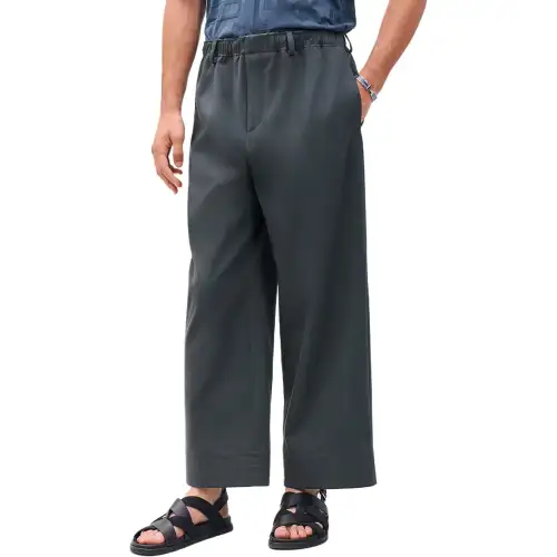 HERMES Casual Pants Men's Gray Moderate Straight Fit Pants