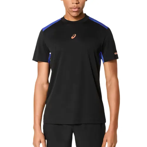 ASICS PADEL T Shirts Men's Black Crew Neck Moderate Straight Fit