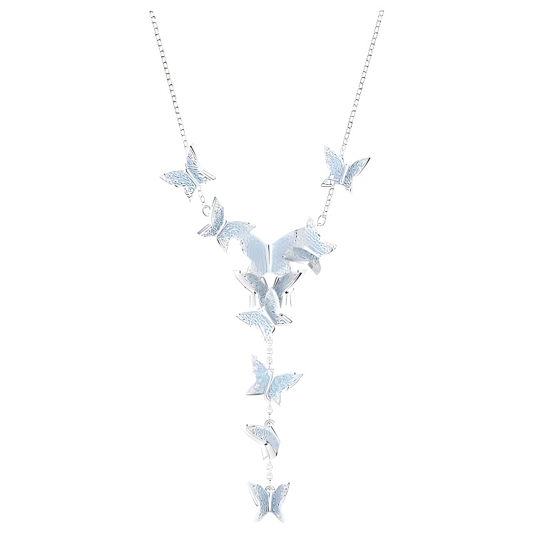 Swarovski Swarovski Lilia Y-shaped small butterfly pendant, imitation crystal, rhodium-plated necklace, women's blue