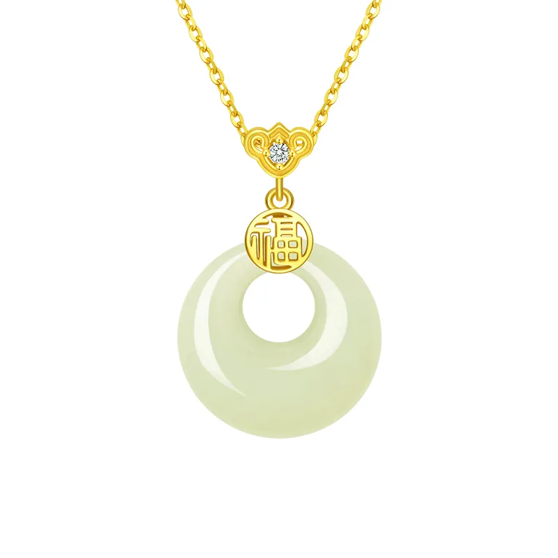CHOW TAI SENG Necklaces Pale Greenish White Jade Women's