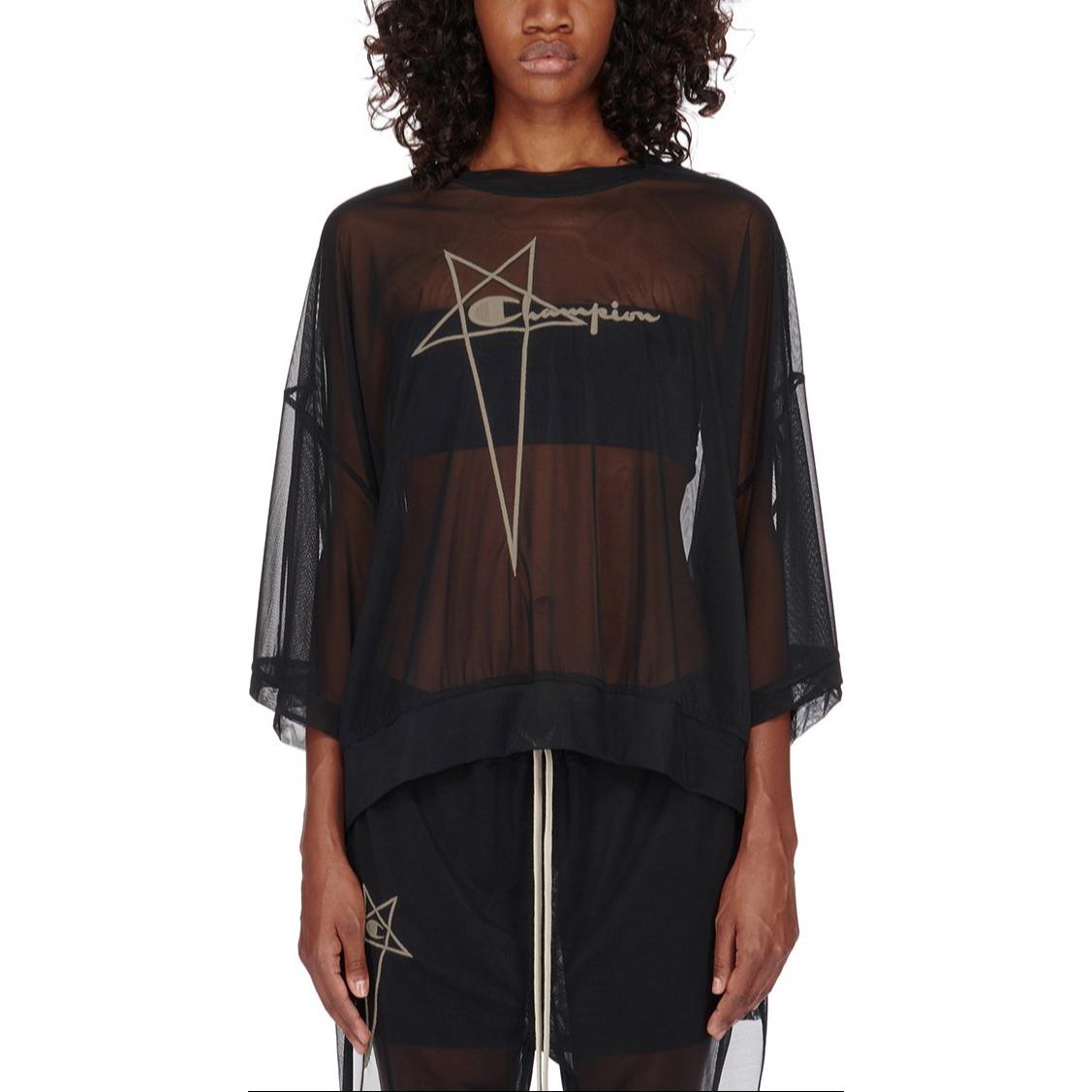 RICK OWENS Embroidered-logo Longline T-shirt