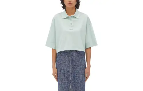 Bottega Veneta Collared Short Sleeve Cropped Polo Shirt