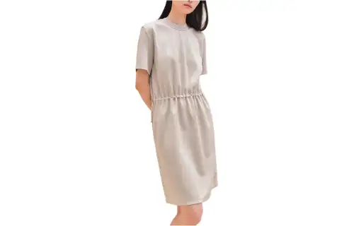 HERMES Short Sleeved Dress Women's Clay Beige