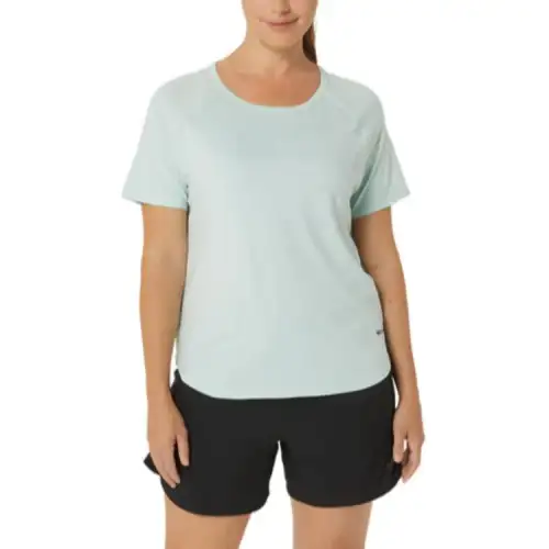 ASICS T Shirts Women's Blue Crew Neck Moderate