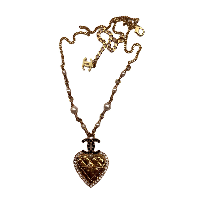 CHANEL 24A Metal, Glass Pearl, Crystal Necklaces Women's Gold