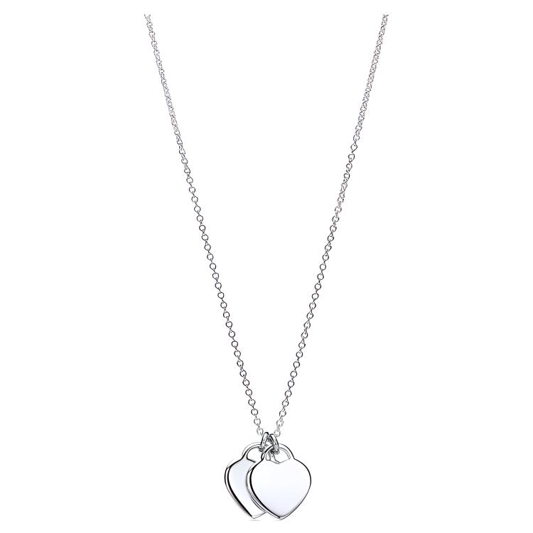 Женское колье TIFFANY Double Heart tag (серебряное) — фото 4