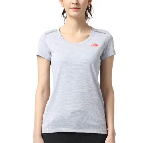 THE NORTH FACE T Shirts Women's Light Gray Crew Neck Thin Nipped In Waist