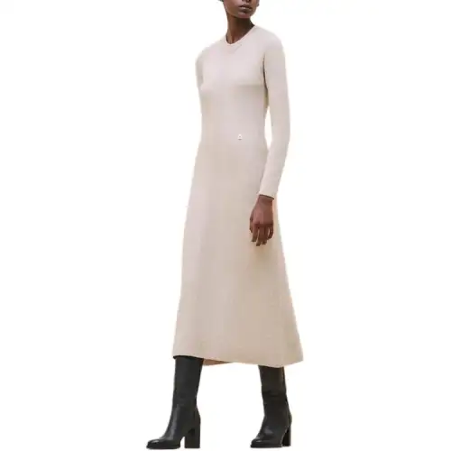 HERMES FW24 Long Sleeved Dress Women's Beige