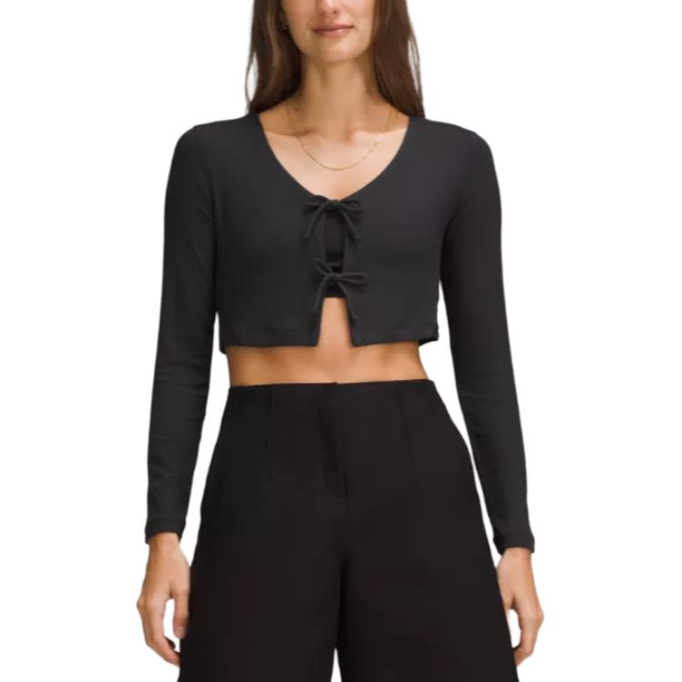 Lululemon Ribbed Tie-Front Cardigan Crop Tops Women’s