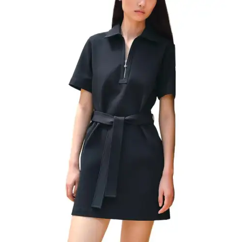 HERMES SS24 Short Sleeved Dress Women's Black Blue