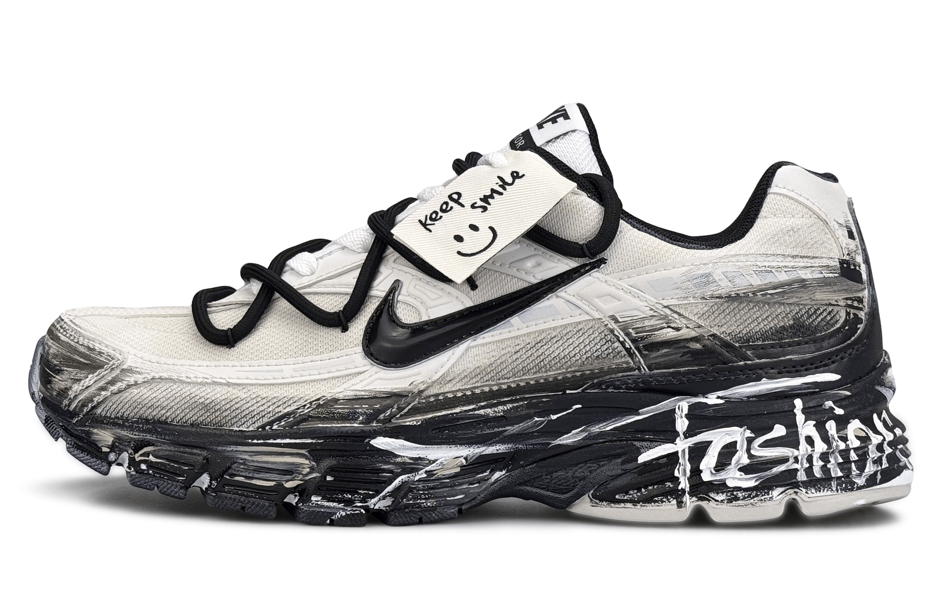 Nike Initiator Cushioning Breathable Support Cushioning Breathable Support Low top Running Shoes Men’s Black White Gray