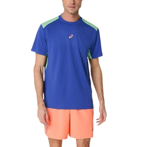 ASICS PADEL Tennis Tops Men's Deep Cobalt Blue/Menthol Crew Neck Moderate