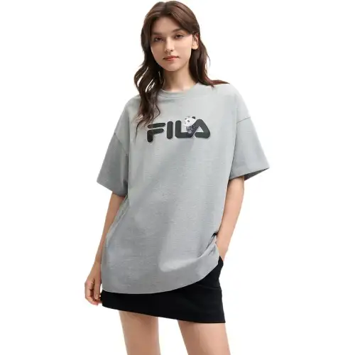 FILA T Shirts Unisex Cartier Heather Gray MG Crew Neck Moderate Straight Fit