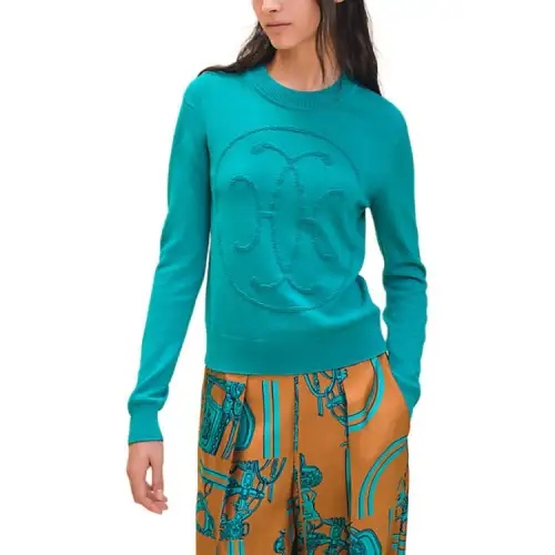 HERMES DD24 Cashmere Sweater Women's Sapphire Green