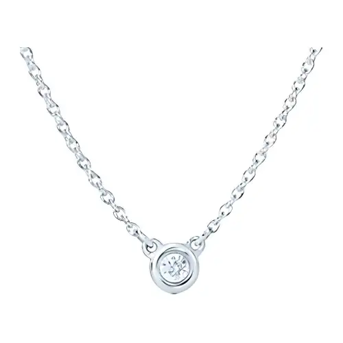 TIFFANY & CO. Elsa Peretti® 925 Sterling Silver With Diamond Necklaces Women's Silver