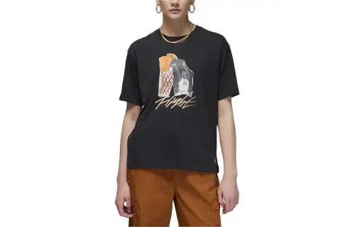 Jordan Collage Drop Shoulder Sleeve T Shirt Women's Black