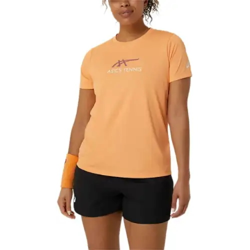 ASICS T Shirts Women's Orange Crew Neck