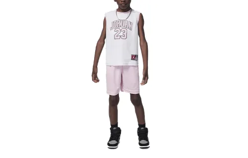 Jordan Sports suit, letters and numbers with a round collar, vest, children's shorts