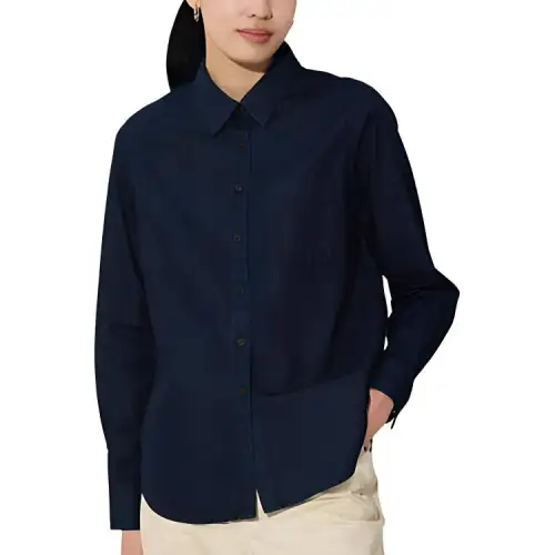 UNIQLO Shirts Women's Pointed Collar Moderate Denim