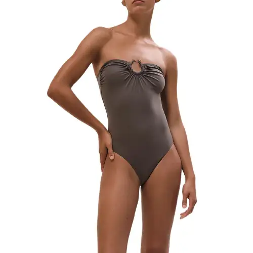 HERMES SS25 One piece Swimsuit Women's Smoky Brown