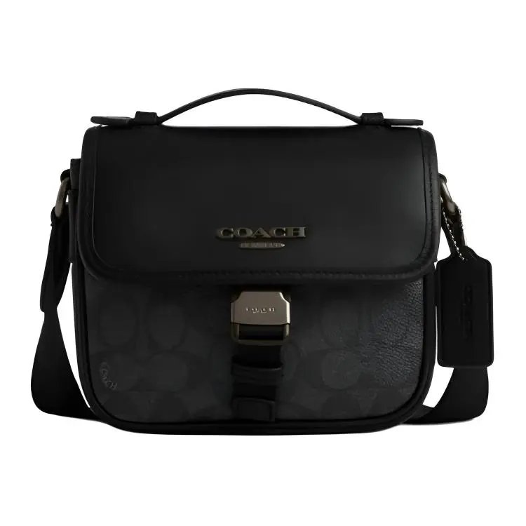 COACH RACER Cow Leather Crossbody Handbag Small Women's Charcoal Black