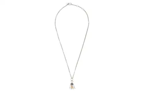PRADA 925 Sterling Silver, Enamel, Palladium Necklaces Men's Silver