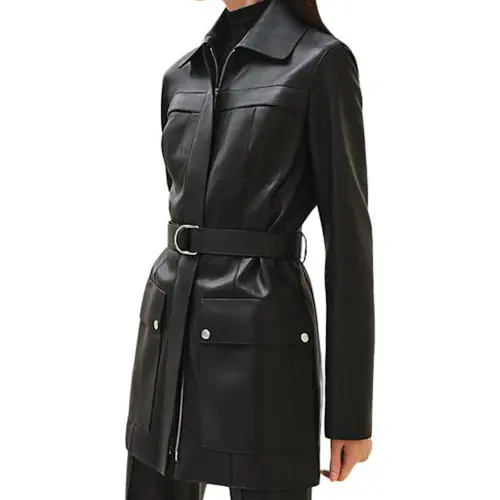 HERMES FW24 Leather Jacket Women's Black