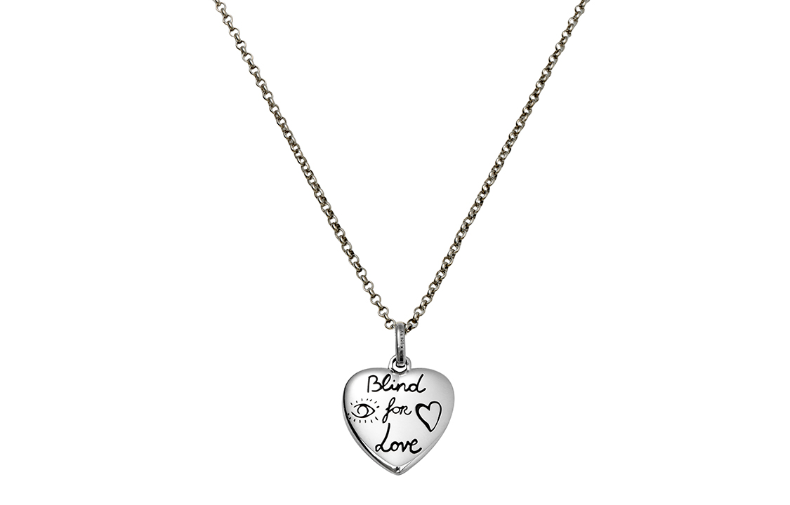 GUCCI Blind For Love 925 Sterling Silver Necklaces Women's Silver