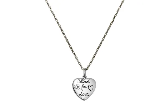 GUCCI Blind For Love 925 Sterling Silver Necklaces Women's Silver