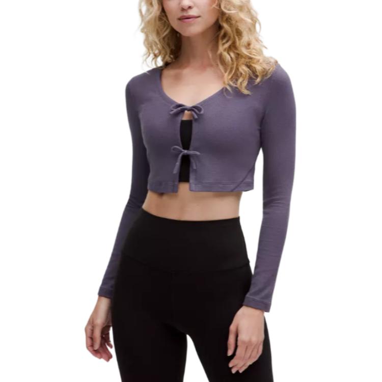 Lululemon Ribbed Tie-Front Cardigan Crop Tops Women’s