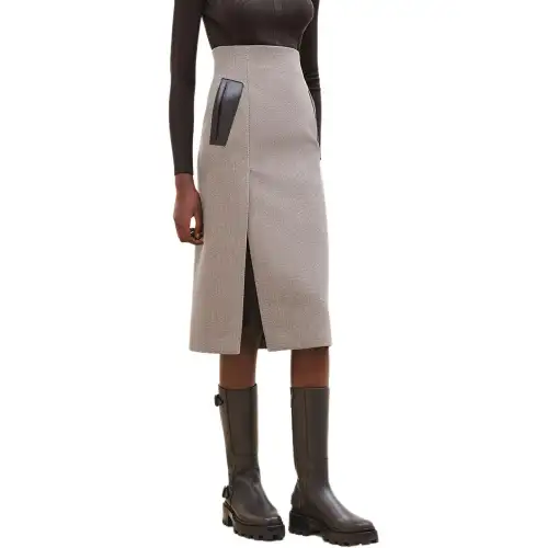 HERMES FW24 Casual Long Skirt Women's Brown