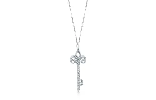 TIFFANY & CO. Tiffany, platinum diamond pendant for keys, necklace
