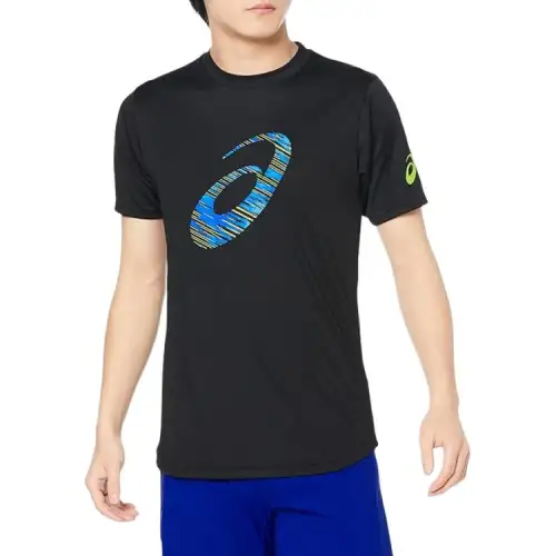 ASICS T Shirts Men's Black Crew Neck Thin