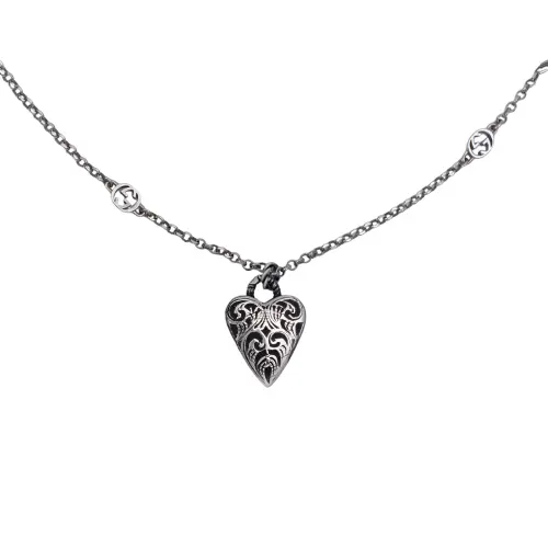 GUCCI 925 Sterling Silver Necklaces Unisex Silver