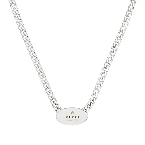 GUCCI Trademark 925 Sterling Silver Necklaces Unisex Silver