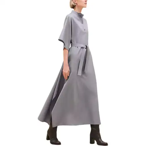 HERMES FW24 Short Sleeved Dress Women's Light Gray