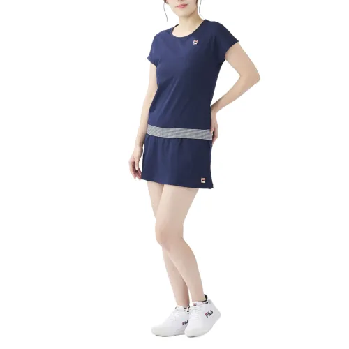 FILA Tennis Tops Women's Dark Blue Crew Neck Thin