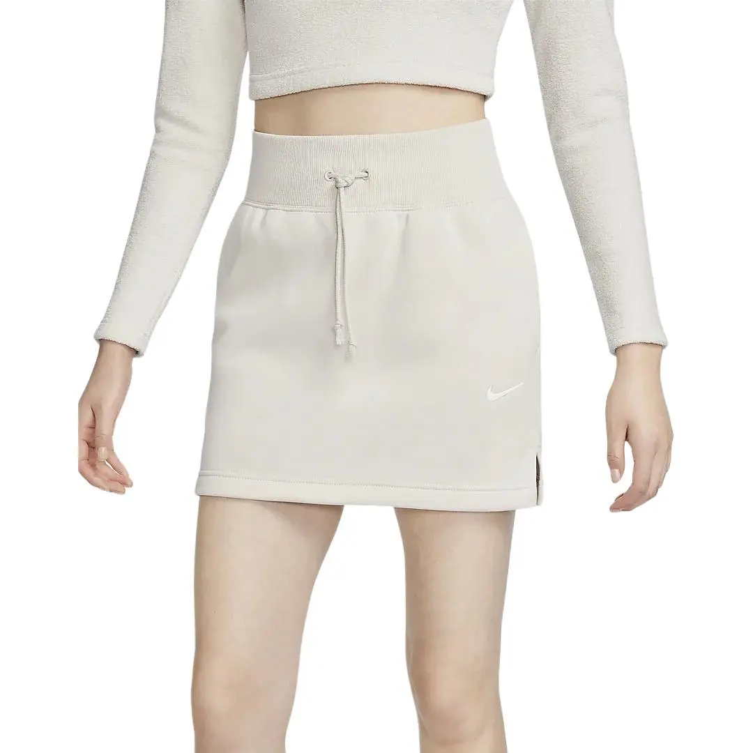 Nike Sportswear Phoenix Fleece Solid Color Fleece Lined Slim Fit Comfortable Half Length Casual Short Skirts Women's