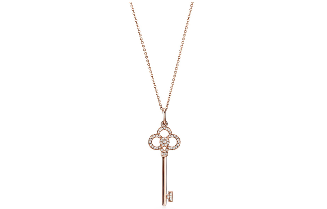 TIFFANY & CO. Tiffany Keys Series Key Half Diamond Pendant Diamond Necklace Women's