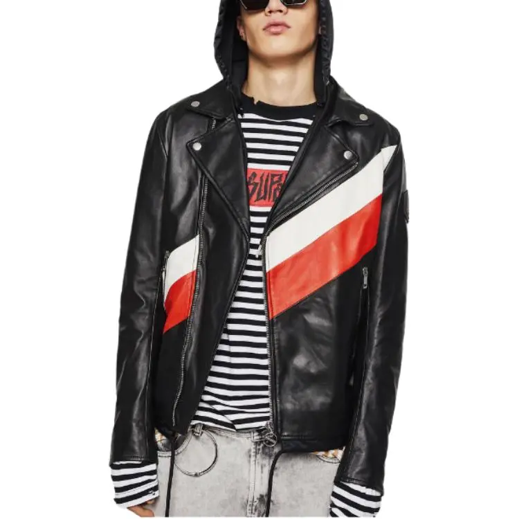 DIESEL Leather Jacket Men's Multicolor