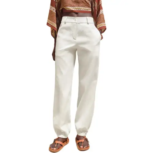HERMES SS24 Casual Pants Women's Foam White