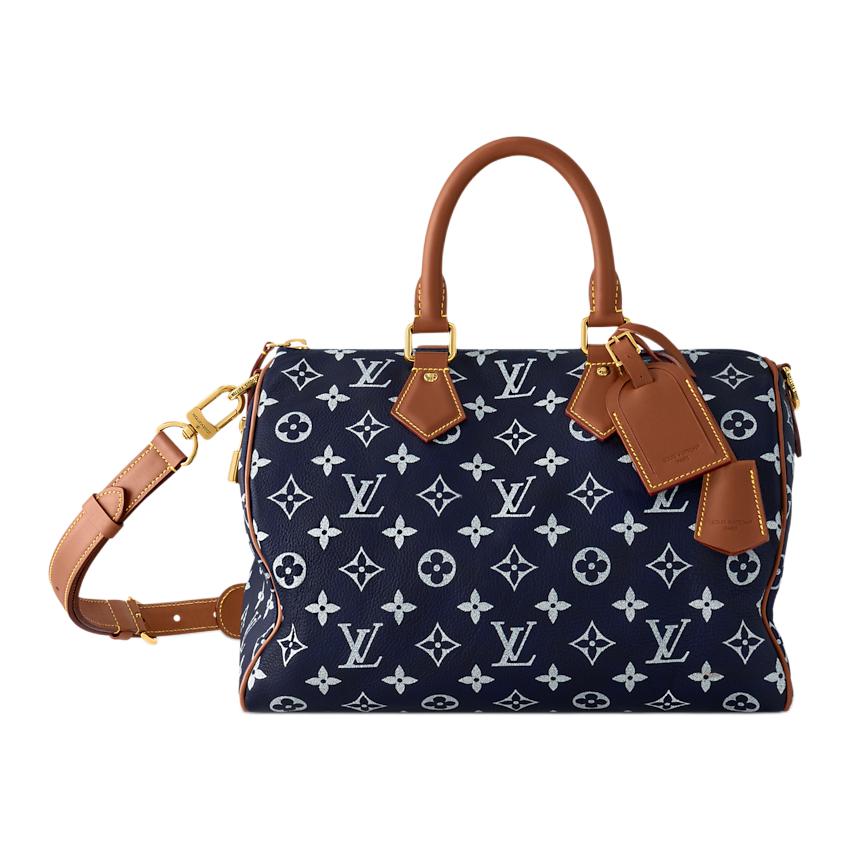 LOUIS VUITTON X Nigo joint model Speedy P9 Bandoulière 30 brand logo print calfskin shoulder crossbody handbag men's blue