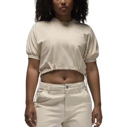 Jordan Crop Tops Women's Ecru Stand Collar Moderate