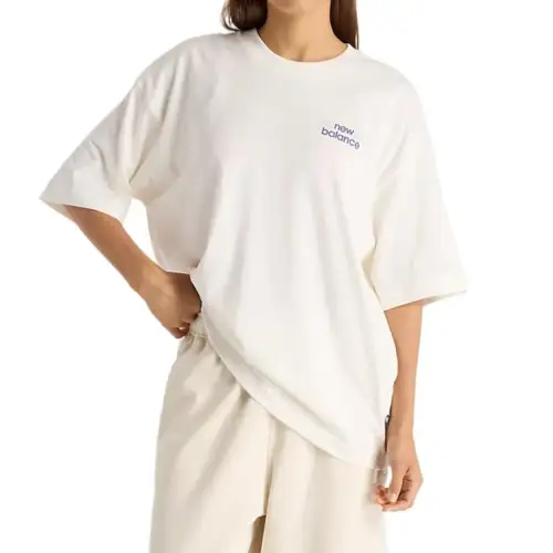 New Balance Flower Drop Shoulder Sleeve T Shirt Women's White
