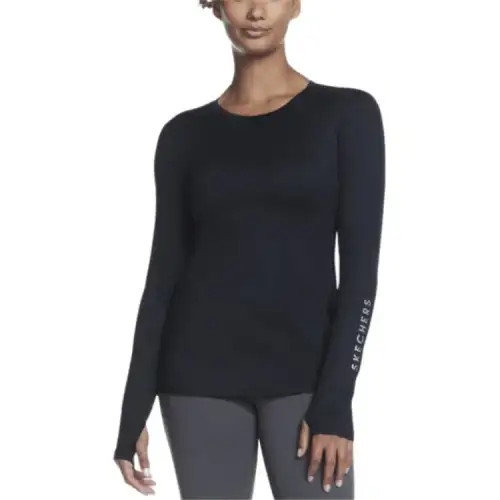 Skechers T Shirts Women's Black Crew Neck Moderate Straight Fit
