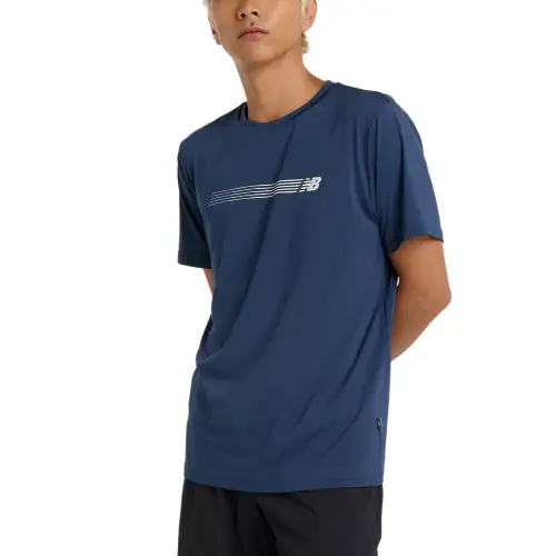 New Balance Linear Lines Performance T Shirt Men's Marine