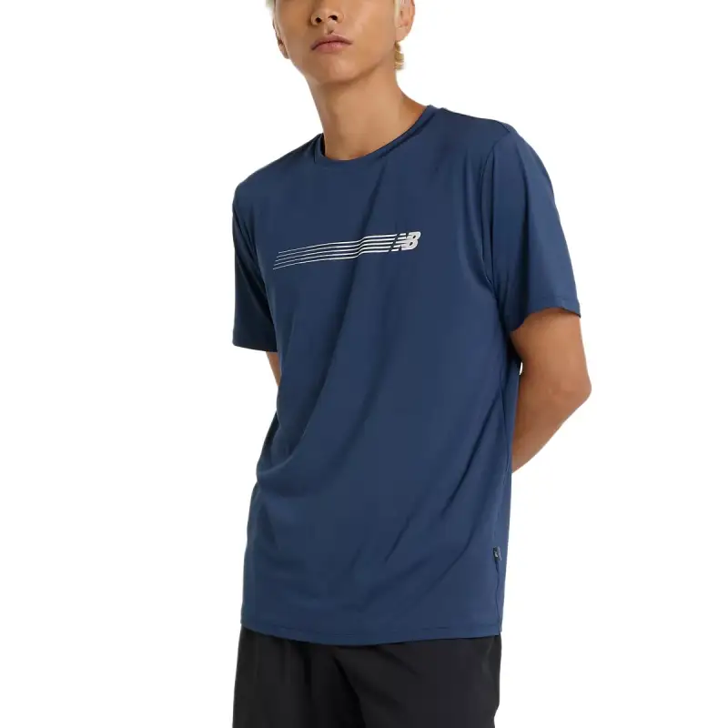 New Balance Linear Lines Performance T Shirt Men's Marine