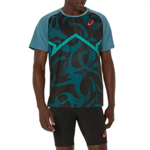 Asics SHORT SLEEVE TOP T Shirt Men's Atlantis Blue
